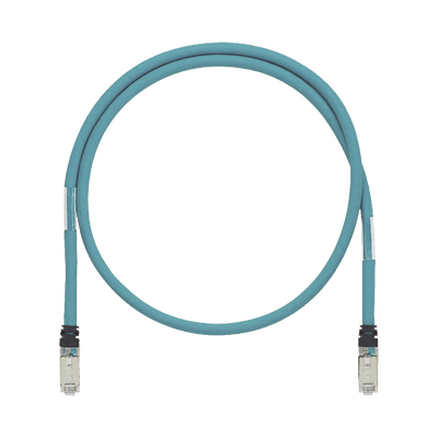 Patch Cord Cat6A de Grado Industrial 600V, Blindado SF/UTP, Calibre 26 AWG, Color Aqua, 60 cm (23.62 pulgadas).