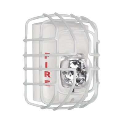 Protector De Rejilla Anti Vandalismo Y Golpes Accidentales, Color Blanco, Para Sirenas/Estrobos/Bocinas System Sensor, Montaje a Ras, 7.40"Altox6.15"Anchox3.39"Profundidad