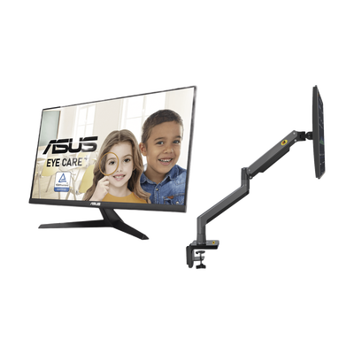 Kit de Montaje de Escritorio Articulado + Monitor Profesional Ultra Delgado 27” Full HD