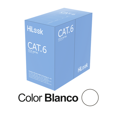 Bobina de Cable UTP 305 Mts / Cat 6 (24 AWG) / Color Blanco / PVC (CM) / Uso en Interior / CCA (Cobre con Aluminio) / Aplicaciones de CCTV y Redes de Datos