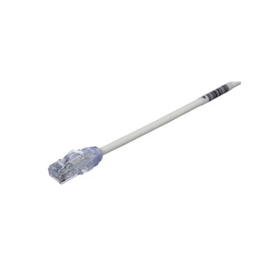 Cable de Parcheo UTP Cat6A, CM/LSZH, Diámetro Reducido (28AWG), Color Blanco, 0.5 Metros (1.64 Pies).