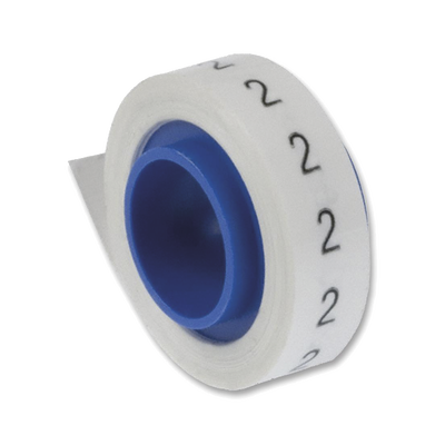 Rollo de Etiquetas Marcadoras, Pre-Impresos con el Número 2, de 2.4 Metros (7.87 Pies), Color Blanco