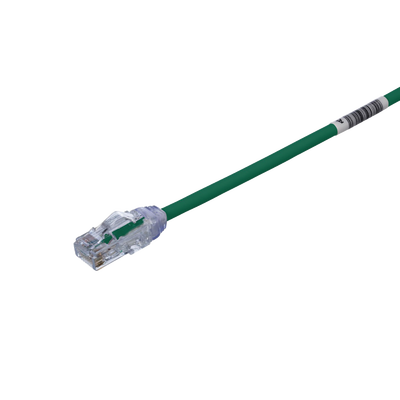 Cable de Parcheo UTP, Cat6A, Diámetro Reducido (28 AWG), CM/LSZH, Color Verde, 20.3 cm (8 Pulgadas)