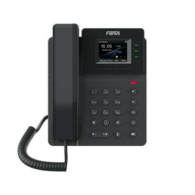 Teléfono IP empresarial para 4 líneas SIP con pantalla LCD de 2.4 pulgadas a color, Opus y conferencia de 6 vías, PoE.