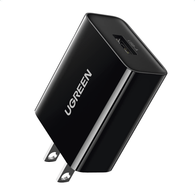 Cargador USB-A de 20W | 1 USB-A de Carga Rápida | QC3.0 | FCP | AFC| Carga Inteligente |  Múltiple Protección | Mayor Eficiencia Energética | Tamaño Compacto | Carcasa Ignifuga | Color Negro.