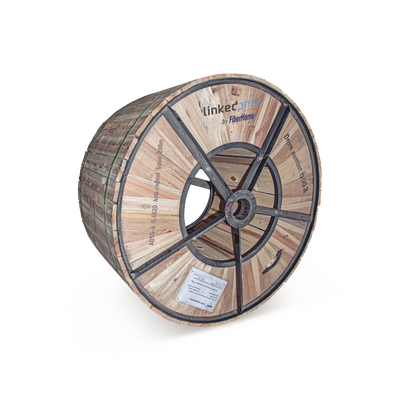 Carrete de 4 km de Fibra Óptica (ADSS) G.652D Armada Anti roedor, Dieléctrica, Monomodo 6 Hilos, Span 200 (Para instalaciones aéreas, en tubería o enterrado directo)