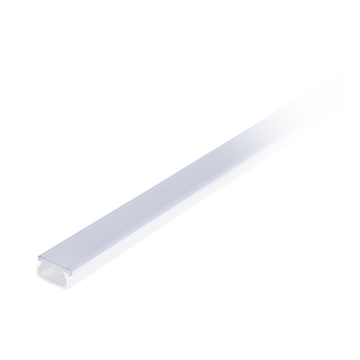  Canaleta blanca con tapa transparente de PVC auto extinguible, ideal para colocar iluminación tipo Led, sin división, 20 x 10 mm, tramo de 2.5 m 