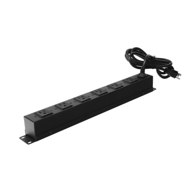 Tomacorriente multiple horizontal para rack de 19in, 6 contactos (THE0040092001001)