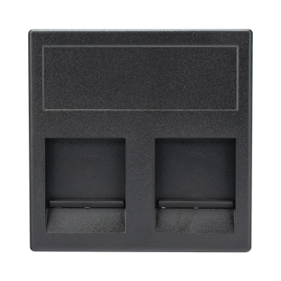 Módulo Color Negro con 2 Espacios para Jack Keystone con Guardapolvo para las Cajas de Escritorio Ofiblock y Teleblock / (KB76/14)