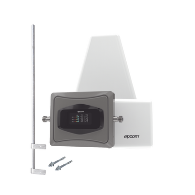 Kit Amplificador de Señal Celular 4G/ Incluye Mástil / Mejora las llamadas convencionales y VoLTE / Soporta datos de tecnologías 2G, 3G y 4G de TELCEL, AT&T y MOVISTAR / Cubre hasta 600 m2.