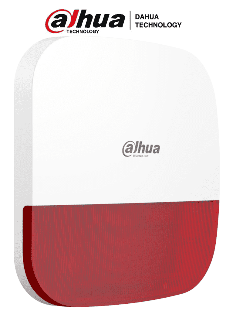 DAHUA DHI-ARA13-W2(915) - Sirena Inalámbrica para Exterior con Estrobo Rojo, Frecuencia 915 MHz, 110dB, Múltiples sonidos de Alarma, IP65, Alarma de Batería Baja