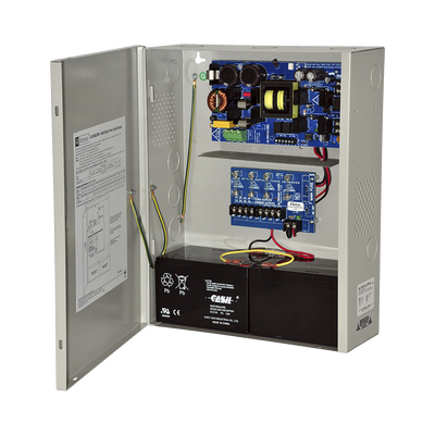 Fuente de alimentación de 24 Vcd@ 10 A / Con capacidad de baterías de respaldo / 1 salida / Requieren baterías / Voltaje de entrada de : 115 Vca.     