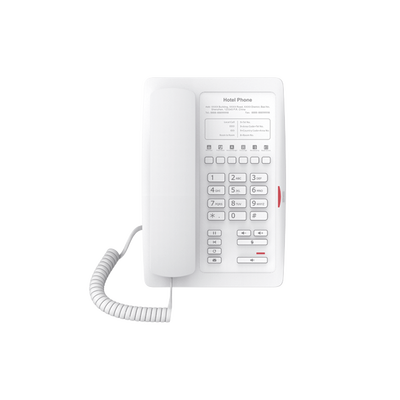 Teléfono IP para Hotelería, profesional con 6 teclas programables para servicio rápido (Hotline), plantilla personalizable con PoE 