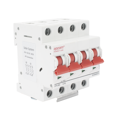 Protección Térmica 4P, 16A,  Corriente Directa  1000 Vcc para Aplicación Fotovoltaica Montaje Riel DIN