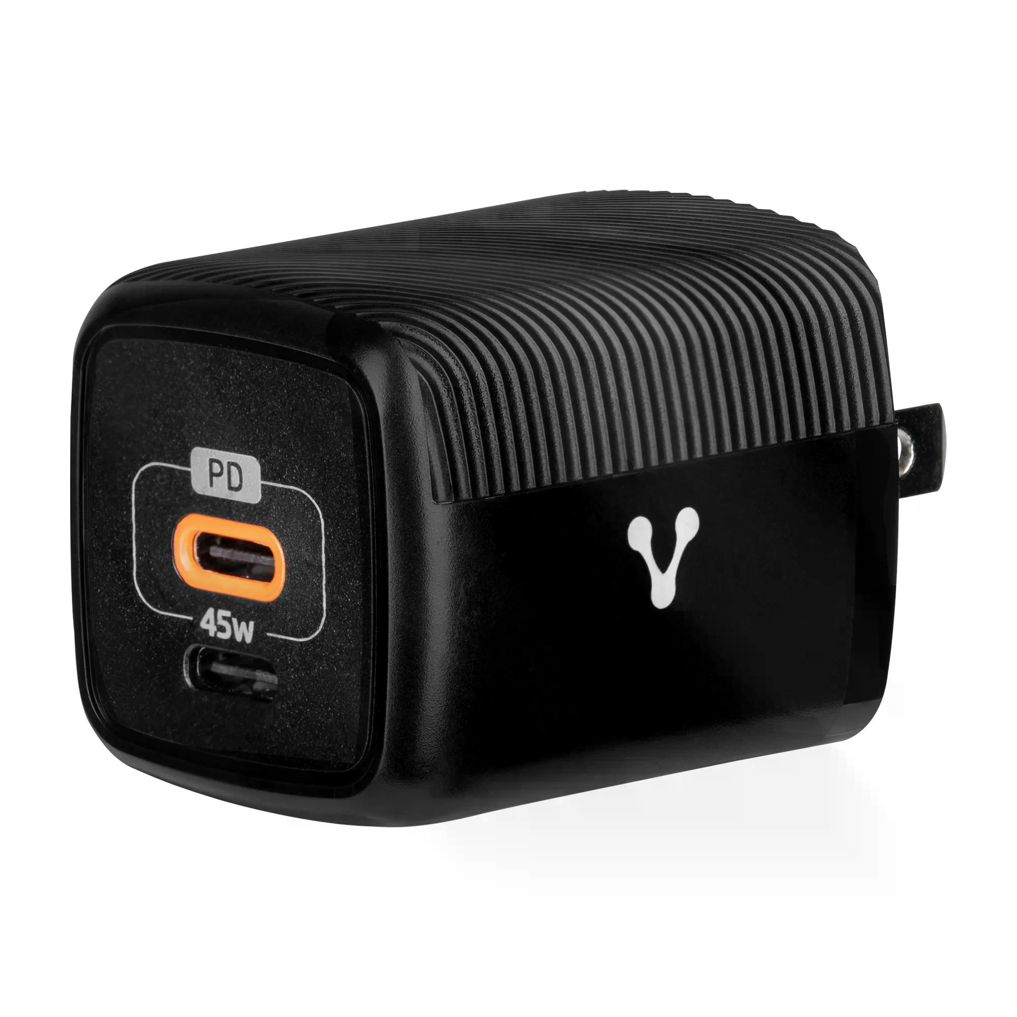 CARGADOR PARA PARED VORAGO AU-402 FAST CHARGE 3.0 A 1 USB C 45W NEGRO