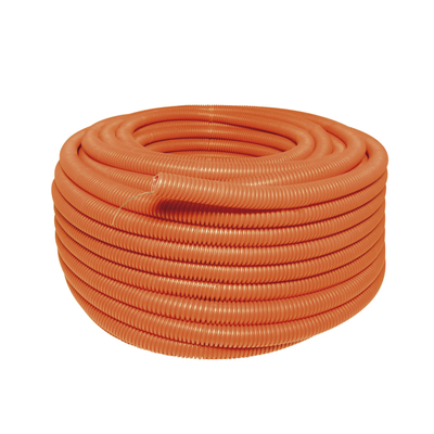 Manguera Poliducto Corrugado Flexible Naranja Reforzado de 1/2" x 100 m Para Instalaciones Eléctricas  /Polietileno Alta Densidad HDPE/ Con guía /Resistente a Intemperie.