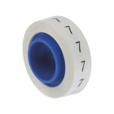 Rollo de Etiquetas Marcadoras, Pre-Impresos con el Número 7, de 2.4 Metros (7.87 Pies), Color Blanco