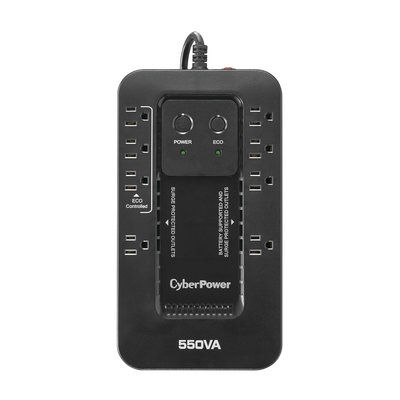 UPS de 550 VA/330 W, Topología Standby con Modo Ahorrador ECO, Entrada 120 Vca NEMA 5-15P, Con 8 Tomas NEMA 5-15R 