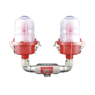 Luz de Obstáculo Doble Baja Intensidad FAA Tipo L-810 / LED Rojo e Infrarrojo / 120-240 VAC / Intensidad Efectiva 32.5 CD / IR 4mW/sr @ 850nm / Base Valox / Lente Acrílico Fresnel / Protección Corrosión