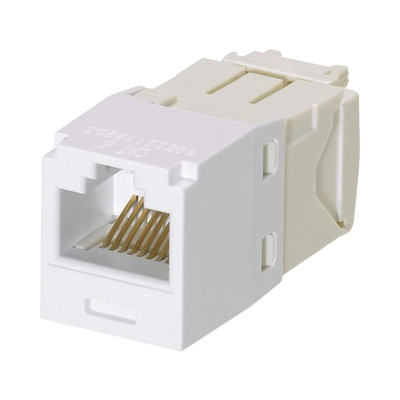 Conector Jack RJ45 Estilo TG, Mini-Com, Categoría 6, de 8 Posiciones y 8 Cables, Color Blanco