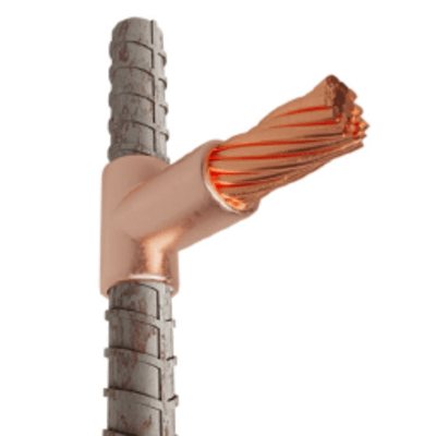 Molde para Soldadura exotemica para cable Horizontal cal. 4/0 a Varilla Corrugada Vertical de 1/2