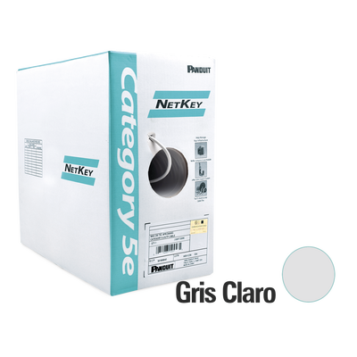 Bobina de Cable UTP 305 Metros (1000 Pies) de Cobre, NetKey, Gris Claro, Categoría 5e (24 AWG), PVC (CM), de 4 Pares