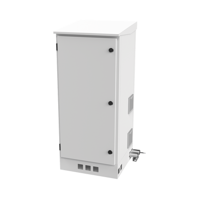 Gabinete de Piso para Exterior con Ventiladores y Termostato con Rack de 19" de 16 U + Espacio para Baterías, Se envía el Gabinete Armado.