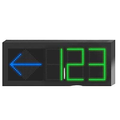 Panel LED Indicador de Estacionamiento Hikvision / 3 Dígitos con Flecha Direccional / Pantalla 7 Colores / Comunicación RS485-RJ45 / Montaje Colgante / Visualización Tiempo Real / Iconos Especiales