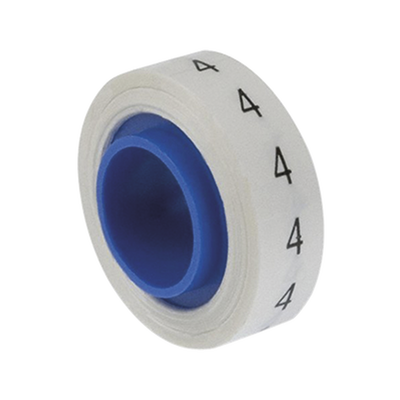 Rollo de Etiquetas Marcadoras, Pre-Impresos con el Número 4, de 2.4 Metros (7.87 Pies), Color Blanco