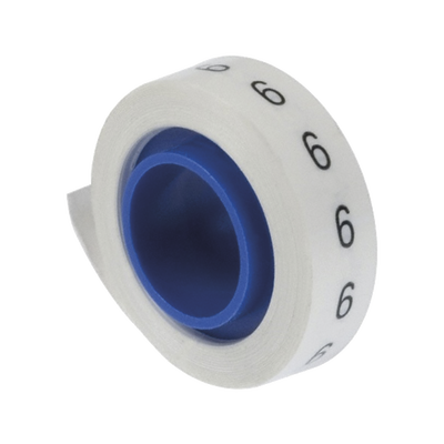 Rollo de Etiquetas Marcadoras, Pre-Impresos con el Número 6, de 2.4 Metros (7.87 Pies), Color Blanco