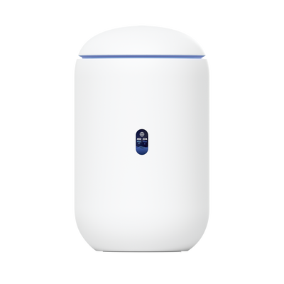 UniFi Dream Router con WiFi 6, 4 puertos LAN Gigabit de los cuales 2 son POE 802.3af. Aplicaciones UniFi Network, Protect y Access pre-instaladas. Pantalla LCD