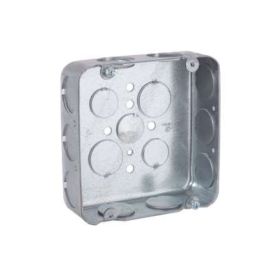 Caja Cuadrada 4 11/16" x 4 11/16"/ Profundidad de 1 1/2"/ 3 Entradas de  1/2" y 12 Entradas de 3/4".
