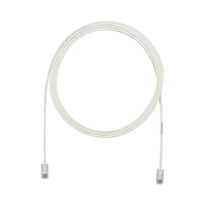 Cable de Parcheo UTP Cat6A, CM/LSZH, Diámetro Reducido (28AWG), Color Blanco Mate, 6.1 Metros (20 Pies)