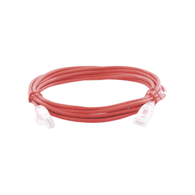 Cable de Parcheo Slim UTP Cat6A - 3 Metros (9.84 Pies) Rojo, Diámetro Reducido (28 AWG)