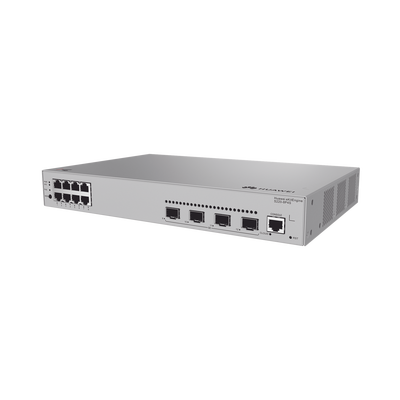 Switch de acceso eKit Administrable / Capa 2 / 8 Puertos PoE+ Gigabit + 4 SFP + Puerto Consola / PoE Perpetuo / Presupuesto PoE 125 W / Sin licenciamiento