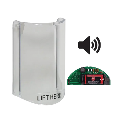 Cubierta Protectora De Policarbonato, Súper Resistente, Con Sonido, Texto En Ingles, Para Botones Multiusos Serie Stopper Station De STI