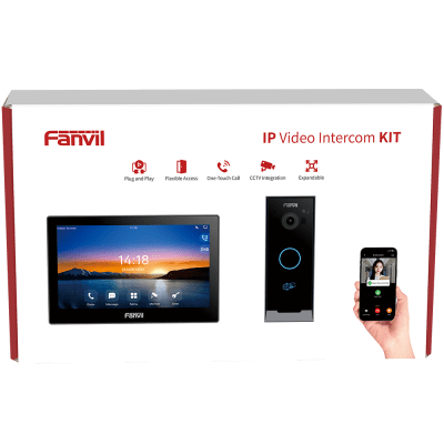 Kit Videoportero IP Fanvil VIK-01, Estación Interior SIP i504W + Frente de Calle i60, Llamadas HD, Desbloqueo Remoto, App Fanvil Link, Wi-Fi 2.4G/5G, PoE