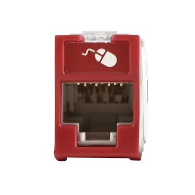 Jack Ultramax Cat6a, Utp, Montaje Híbrido en Placa de Pared (Plano y Angulado), Color Rojo, Punch Down