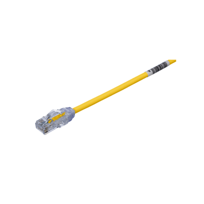 Cable de Parcheo UTP Cat6A, CM/LSZH, Diámetro Reducido (28AWG), Color Amarillo, 4.57 Metros (15 Pies)