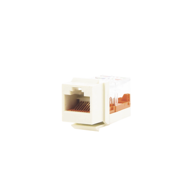 Conector Jack Estilo Leadframe, Tipo Keystone, Categoría 5e, de 8 Posiciones y 8 Cables, Color Blanco Mate