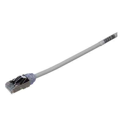 Patch Cord Cat6A, Diametro Reducido 28 AWG, Blindado S/FTP, CM/LS0H, 2 Metros (6.56 Pies), Color Gris