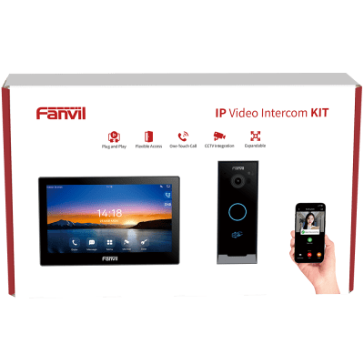 Kit Videoportero IP Fanvil VIK-01, Estación Interior SIP i504W + Frente de Calle i60, Llamadas HD, Desbloqueo Remoto, App Fanvil Link, Wi-Fi 2.4G/5G, PoE
