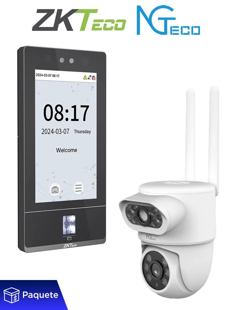 ZKTECO PAQSF7ANGNGSH01C8 – Paquete de Terminal de Control de Acceso y Asistencia Facial ZKTeco SenseFace 7A con Cámara PTZ WiFi 4 MP NGTeco NGSH01C8AN