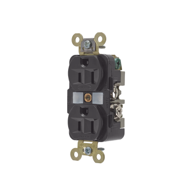 Contacto Dúplex 15 A 125 V / 2 Polos 3 Hilos/ Color Negro / Nema 5-15R / Grado Industrial.