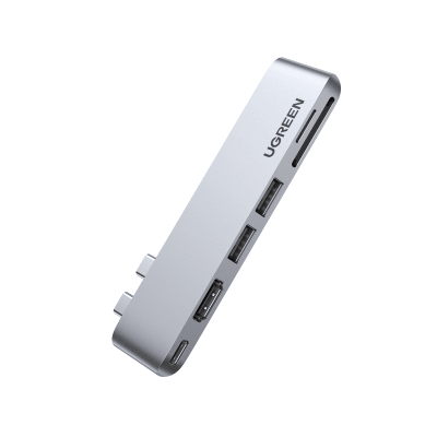 Hub USB-C 6 en 1 / 2xUSB-A 3.0 (5Gbps) / HDMI 4K@30Hz / Puerto PD 100W / Lector SD+MicroSD / Aluminio / Compatible Thunderbolt 3 / Compacto 110x29x8.5mm
