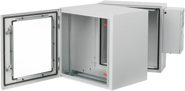 Gabinete Rack ProTek con Bisagra Doble Tipo 4 12U, Ventana de Vidrio, Aire Acondicionado, Montaje Pared, 600x612x710 mm Acero Gris Claro