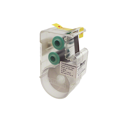 Casete de Etiquetas de Vinilo de Cinta Continua, Color Negro Sobre Blanco, Uso Interior/Exterior, 9.65 mm de Ancho x 7.6 Metros (24.93 Pies) de Largo