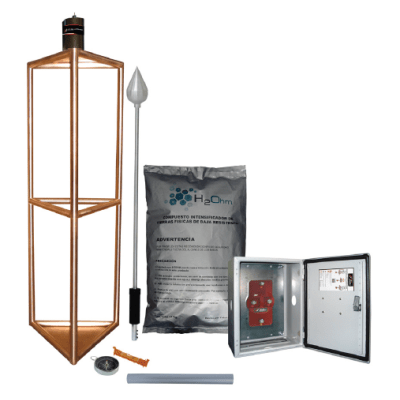 Kit de Pararrayo con Punta con Diámetro de Protección de 300 metros, fabricado en Acero Inoxidable.