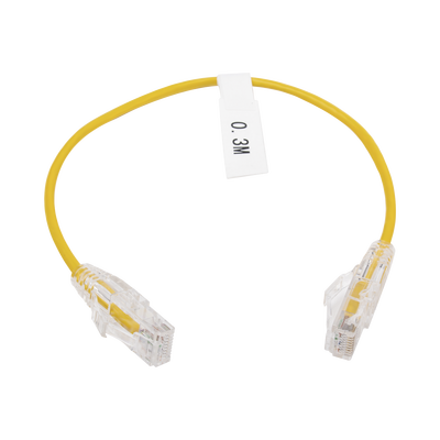 Cable de Parcheo Slim UTP Cat6 - 30 cm (11.81 Pulgadas) Amarillo Diámetro Reducido (28 AWG)