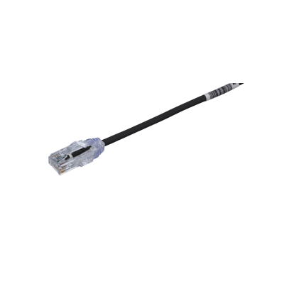 Cable de Parcheo TX6, UTP Cat6, Diámetro Reducido (28AWG), Color Negro, 20 cm (7.87 pulgadas)